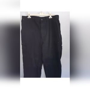 London Men's Cargo Pants Size 40/34 black  100% Cotton